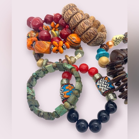 Retro Colourful Beaded Bracelets Mixed Jewelry Lot - Picture 7 of 9